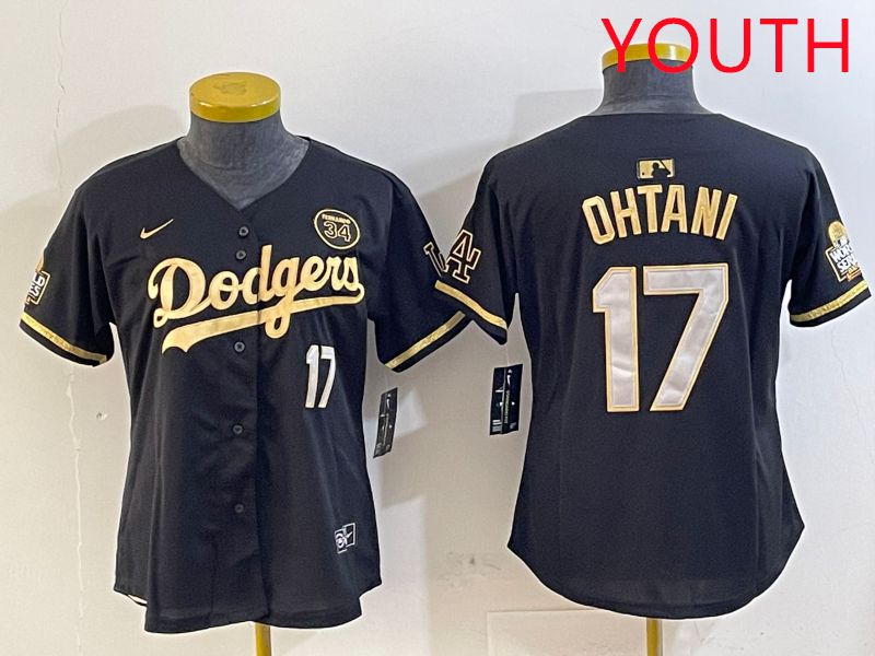Youth Los Angeles Dodgers 17 Ohtani Black Gold Game 2025 Nike MLB Jersey style 6